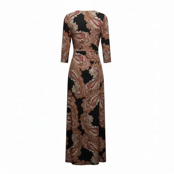Paisley Wrap Maxi Dress- Faux Wrap-Size Large- EUC $98 Retail - Picture 4 of 9